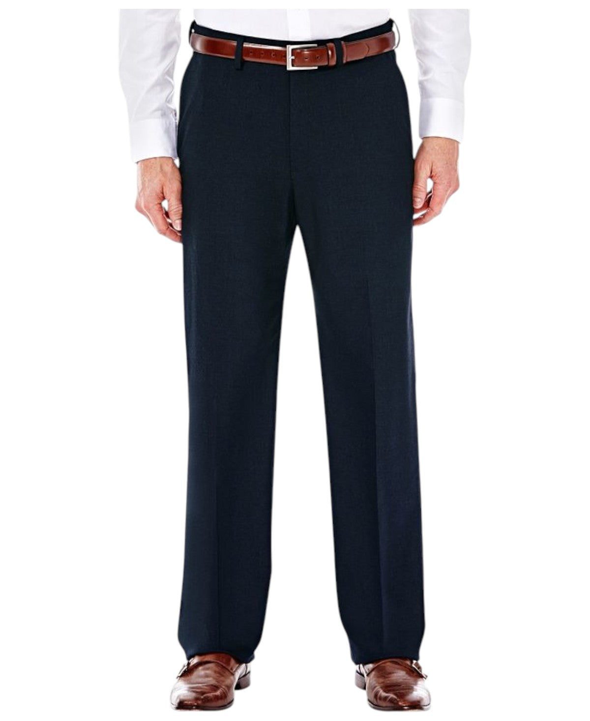 Haggar Mens Classic fit Dress Pants 38 / 30 Blue Solid Stretch