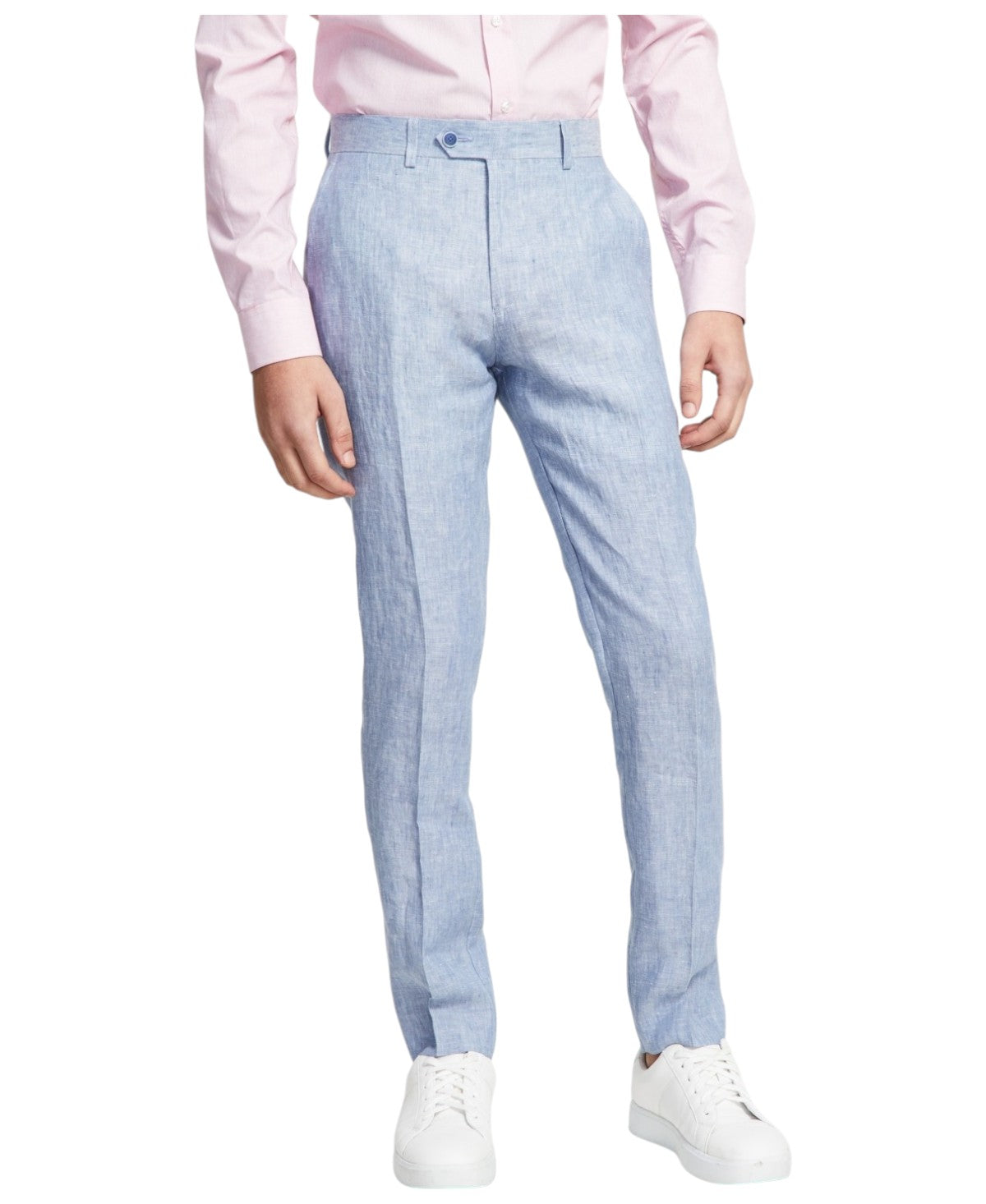 Bar III Mens Slim fit Dress Pants 30 / 30 Light Blue Solid Linen Linen