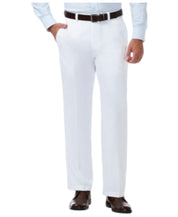 Haggar Mens Classic fit Dress Pants 42 / 29 White Solid