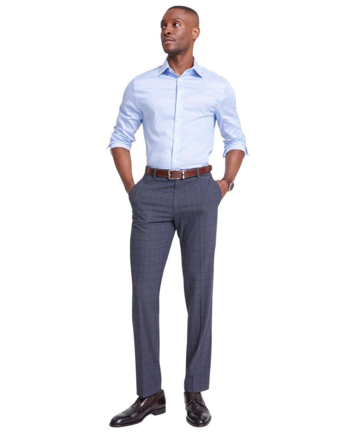 Tommy Hilfiger Mens Modern fit Dress Pants 38 / 30 Grey Plaid Stretch