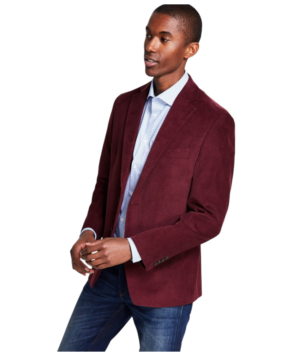 Michael Kors Mens Classic fit Corduroy Sport Coat Blazer 43 R Red Solid Stretch