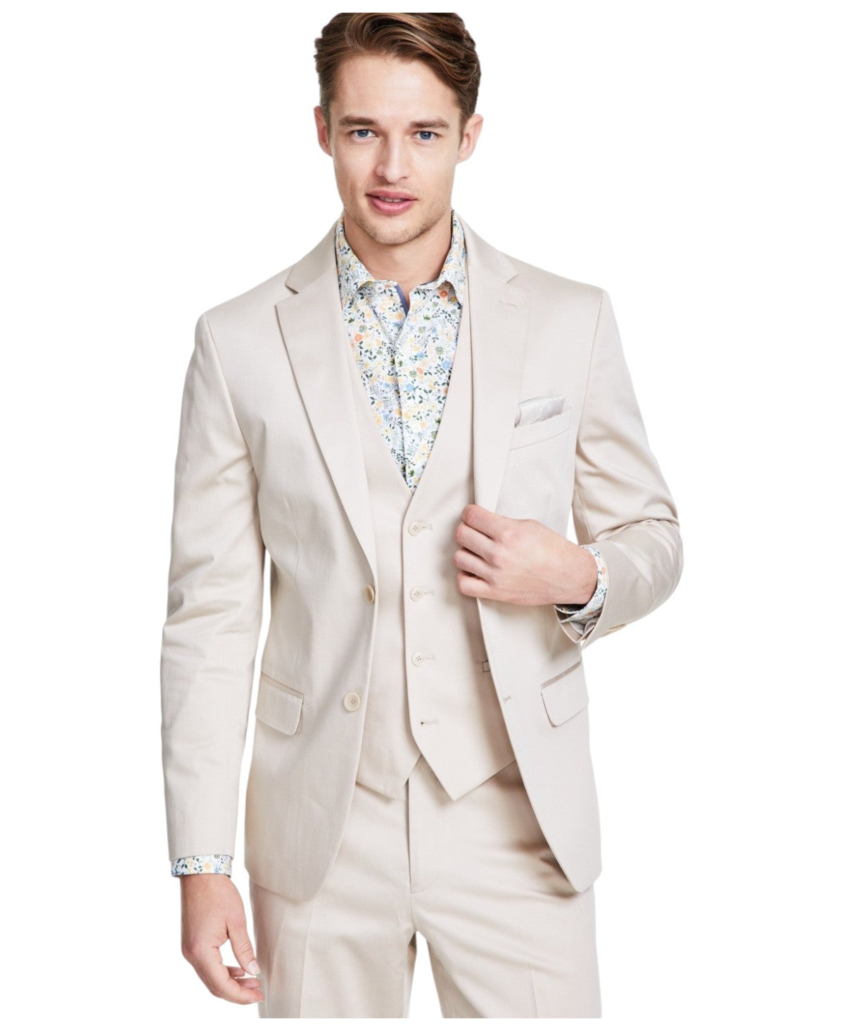 Bar Iii Mens Slim fit Sport Coat Blazer 36 R Beige Solid Stretch