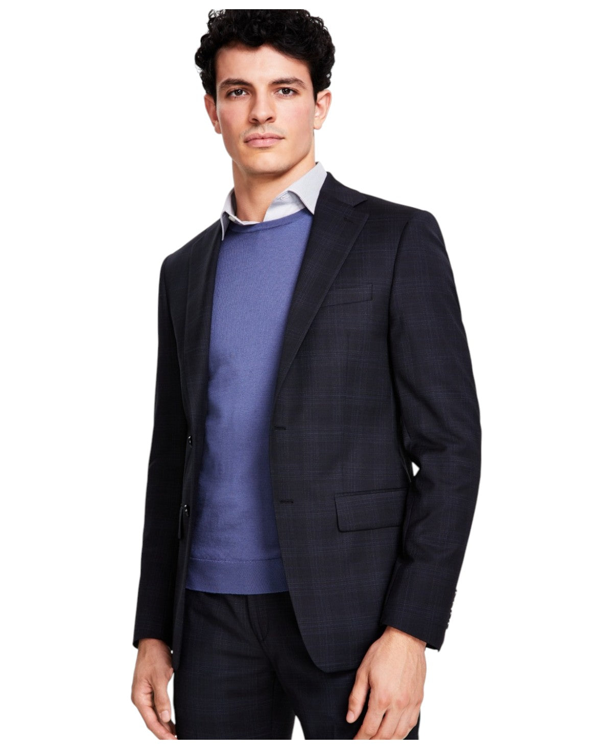 Calvin Klein Mens Slim fit Suit Jacket Blazer 36 R Navy Blue Solid Stretch