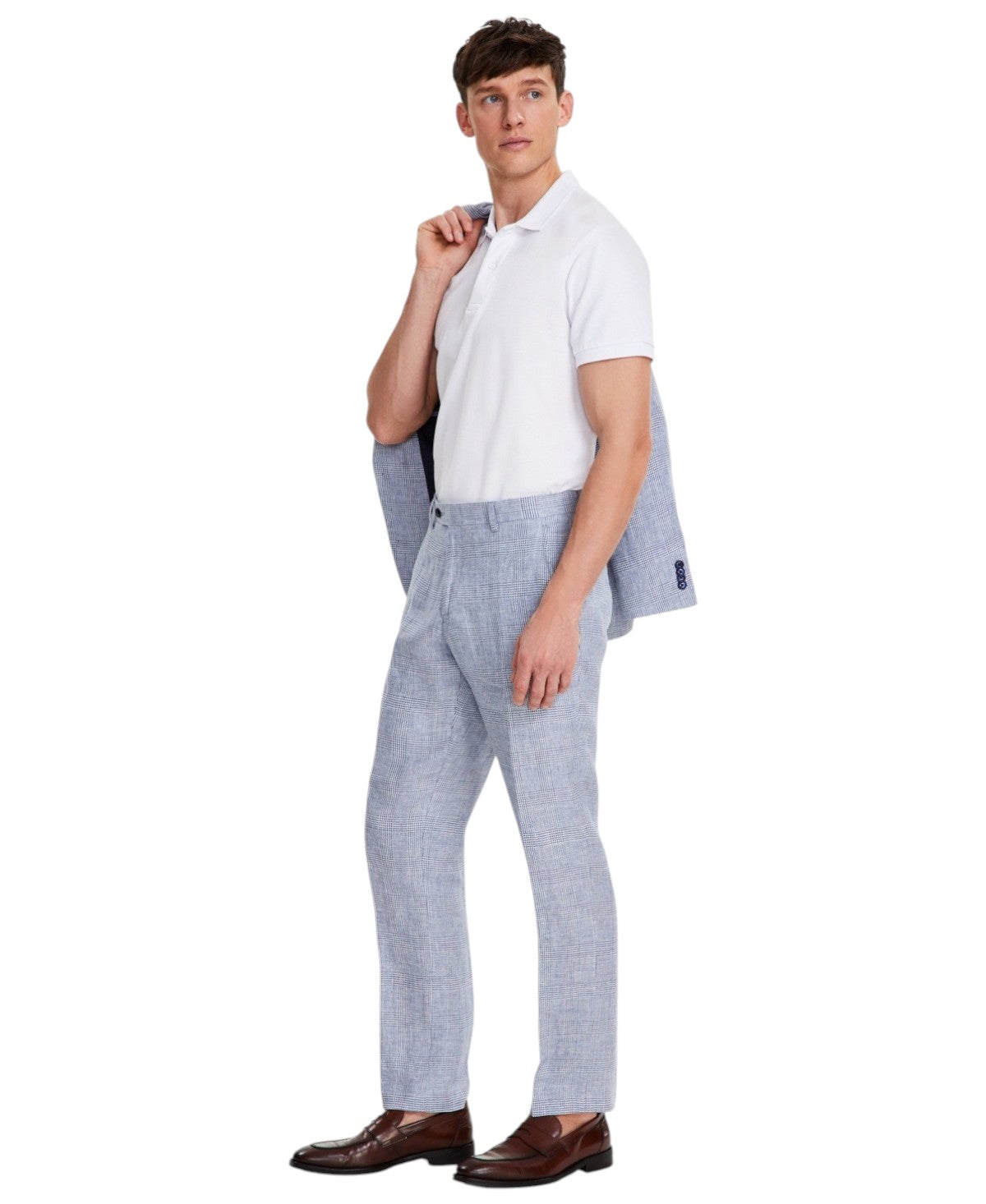 Tommy Hilfiger Mens Modern fit Dress Pants 34 / 32 Light Blue Plaid