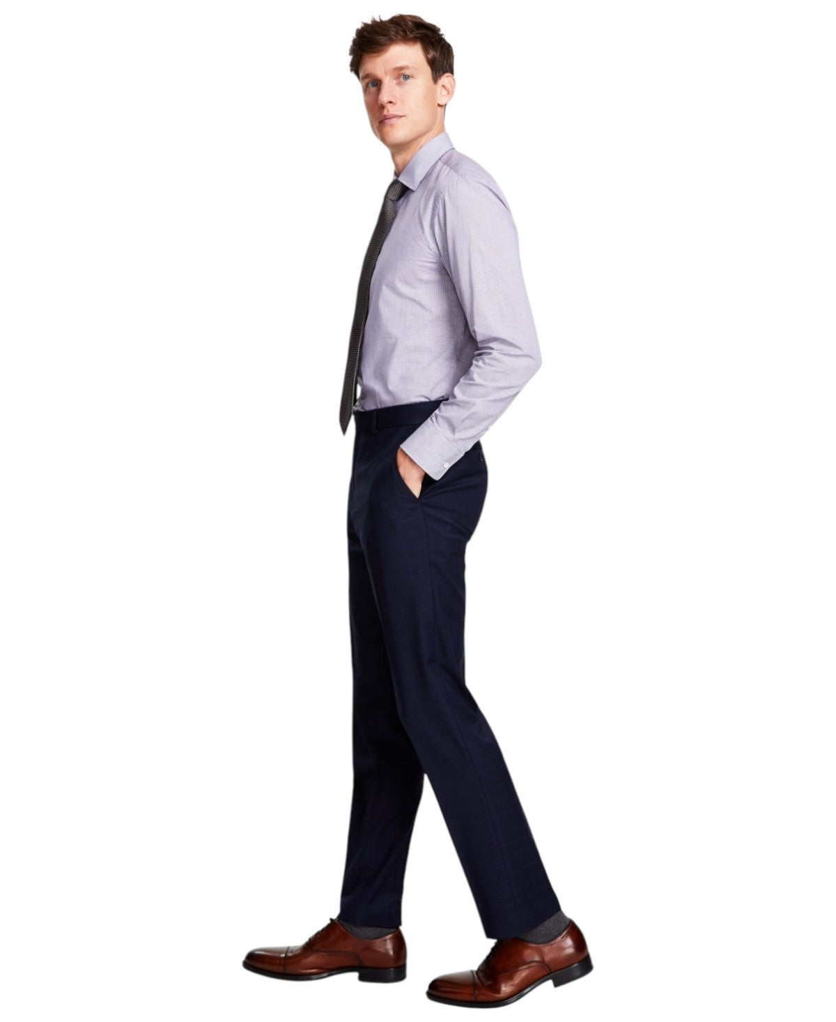Tommy Hilfiger Mens Modern fit Dress Pants 30 / 32 Navy Blue Plaid Stretch