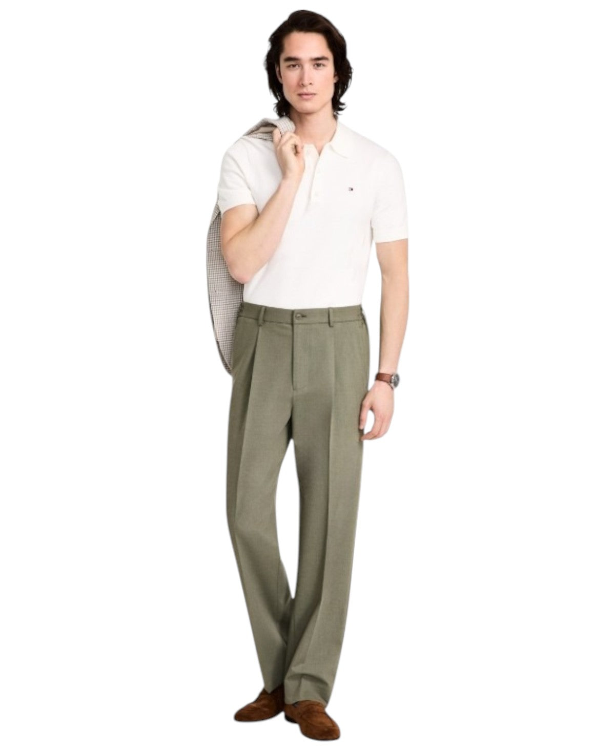 Tommy Hilfiger Mens Relaxed fit Dress Pants 40 / 30 Green Solid