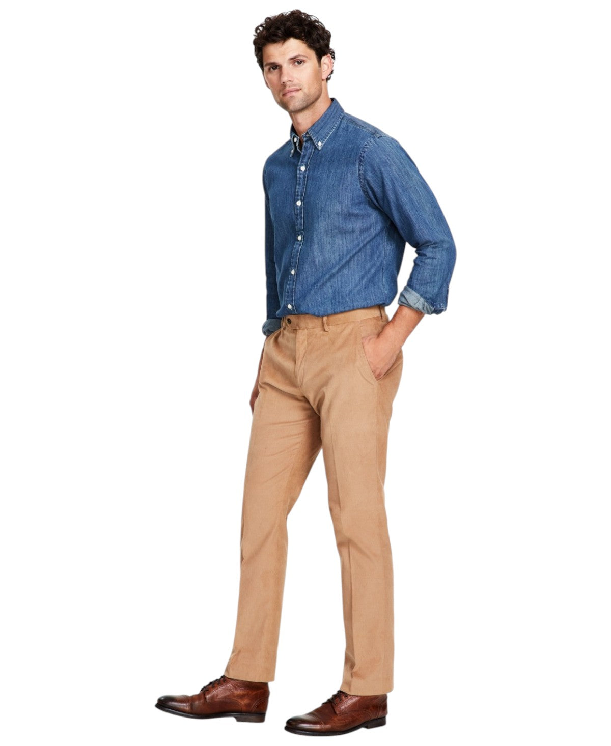 Tommy Hilfiger Mens Modern fit Dress Corduroy Pants 36 / 30 Beige Solid