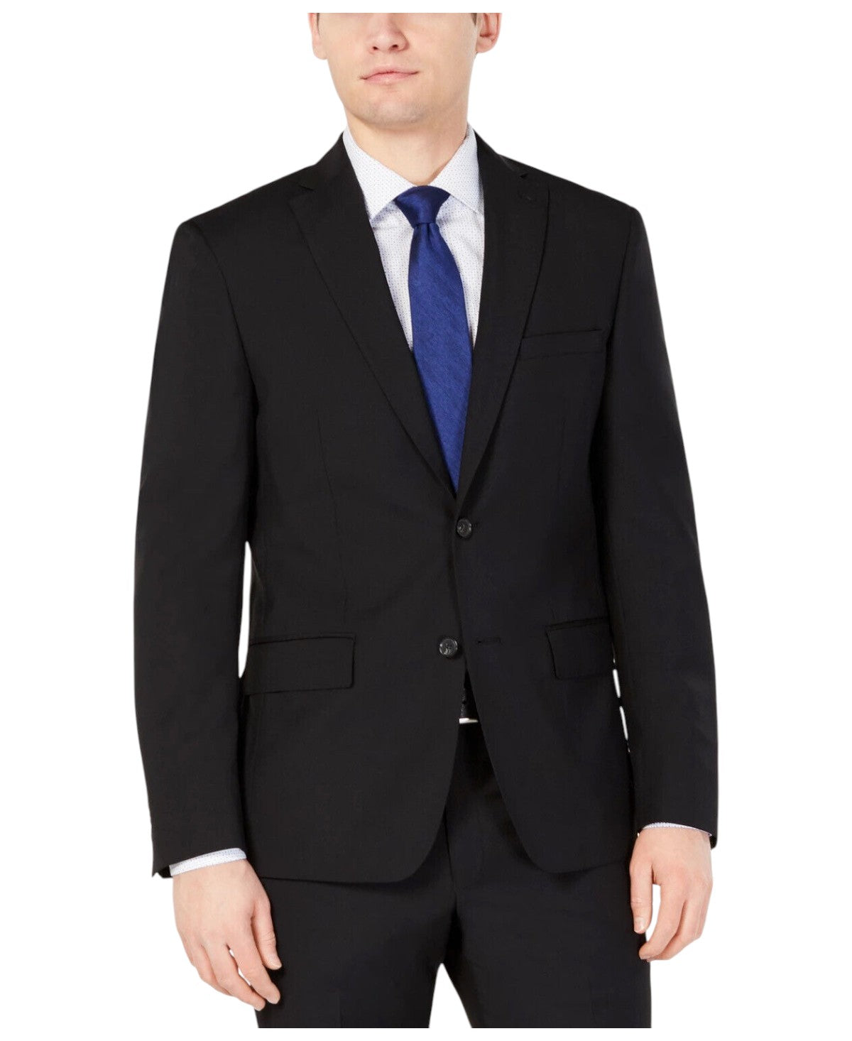 Dkny Mens Modern fit Suit Jacket Blazer 38 L Black Solid Stretch