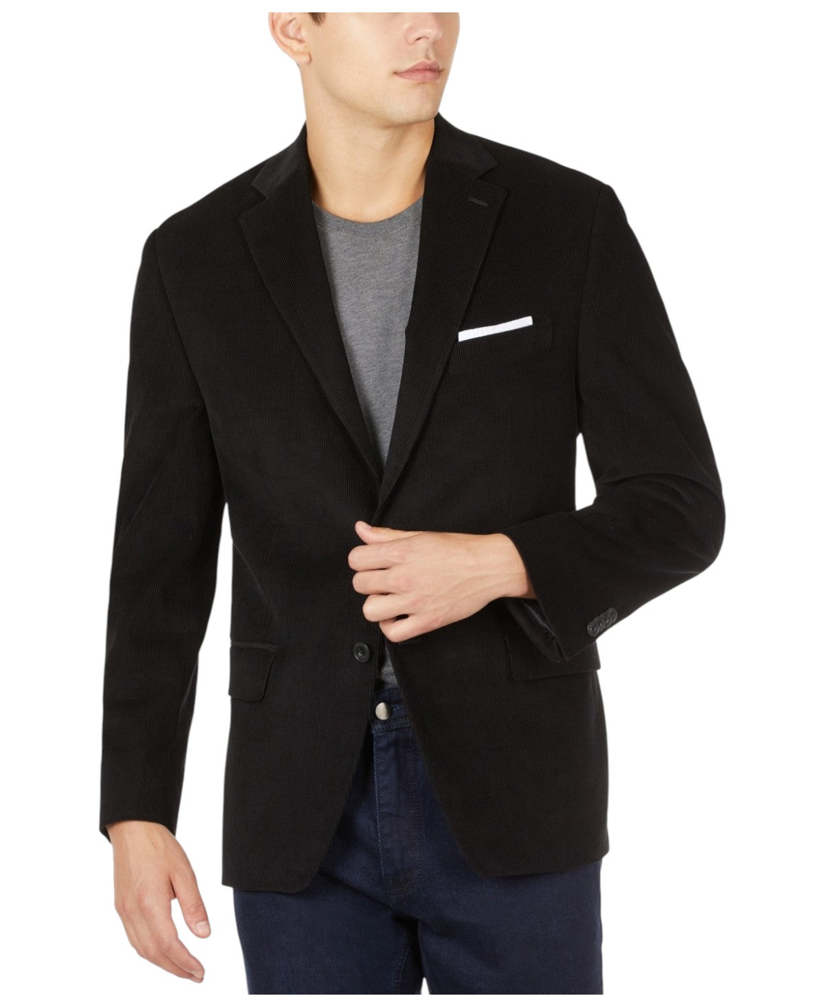 Michael Kors Mens Classic fit Corduroy Sport Coat Blazer 38 S Black Stretch