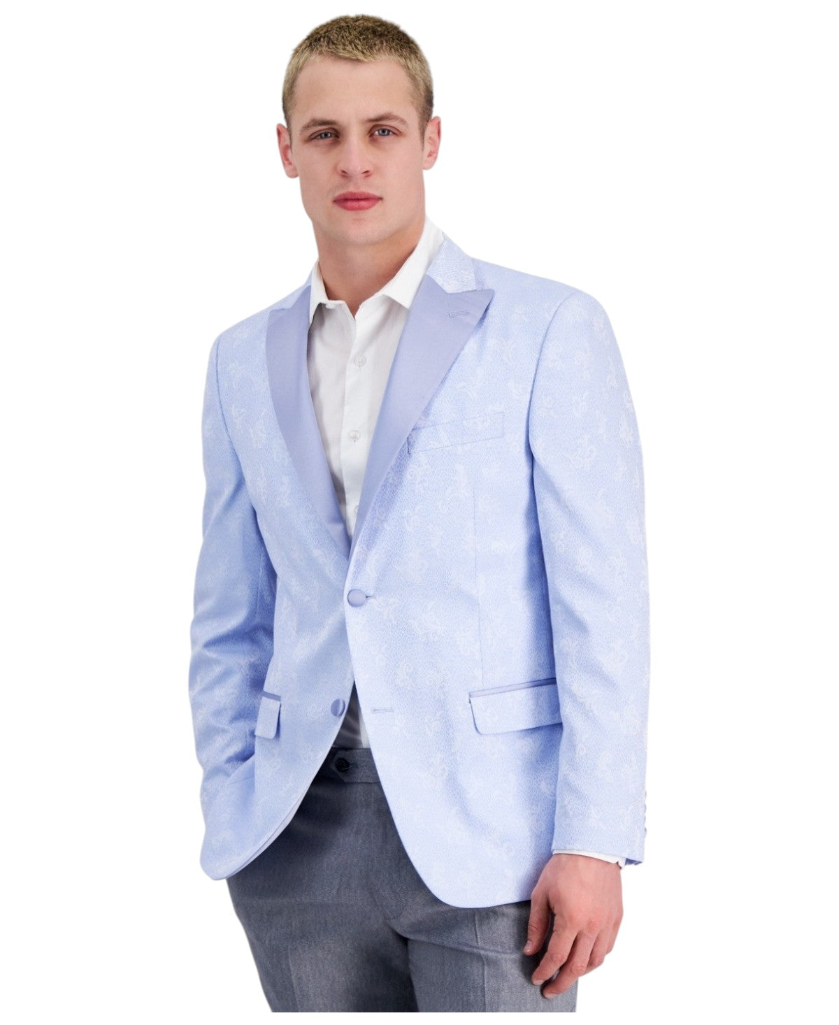 Alfani Mens Slim fit Suit Jacket Blazer 42 L Light Blue Floral