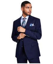 Tayion Collection Mens Classic fit Suit Jacket Blazer 42 L Navy Blue Solid