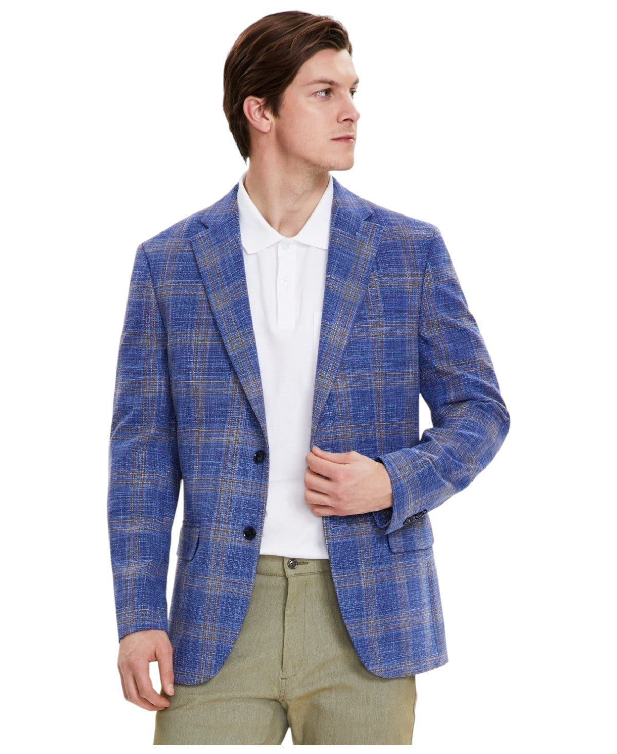 Tommy Hilfiger Mens Modern fit Sport Coat Blazer 44 L Blue Check