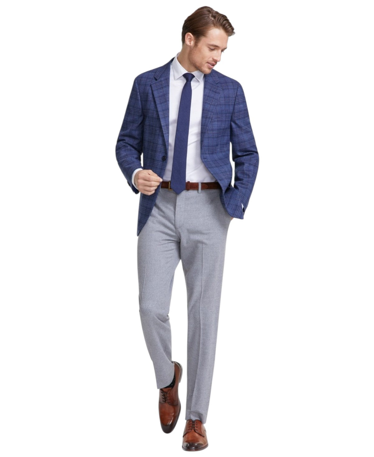 Vince Camuto Mens Slim fit Sport Coat Blazer 46 R Navy Blue Plaid