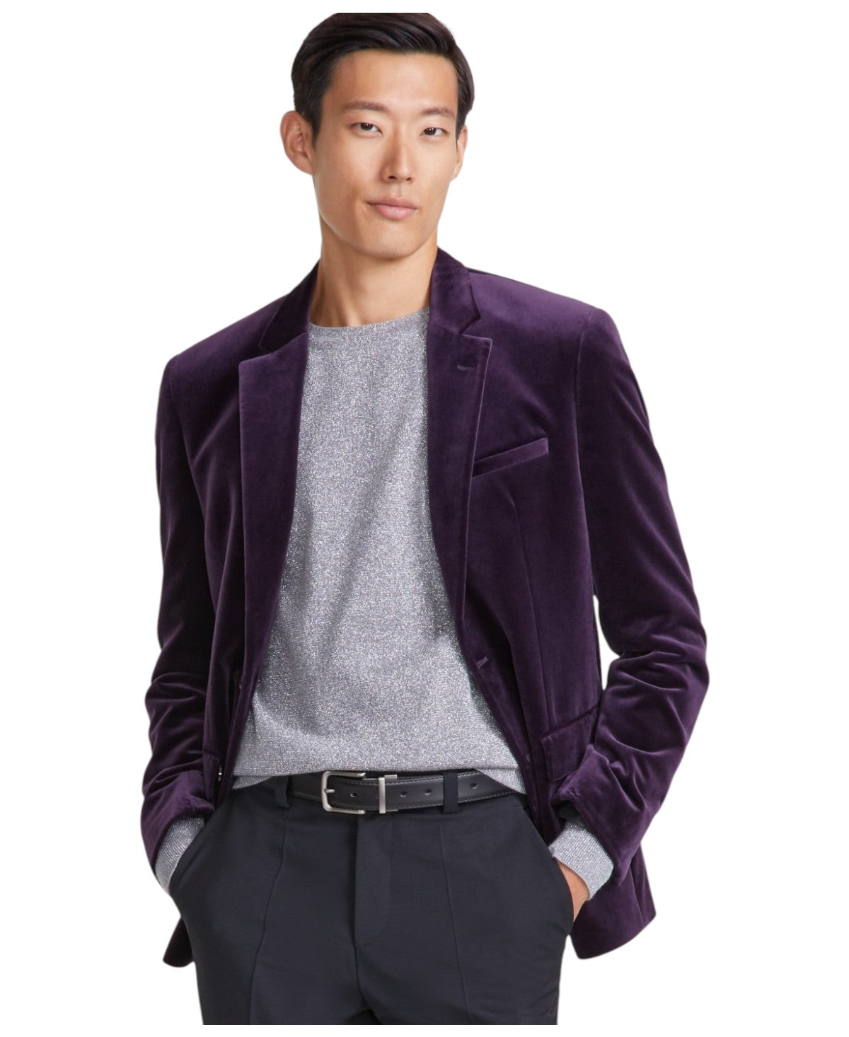 Hugo Boss Mens Modern fit Velvet Sport Coat Blazer 40 S Purple Solid