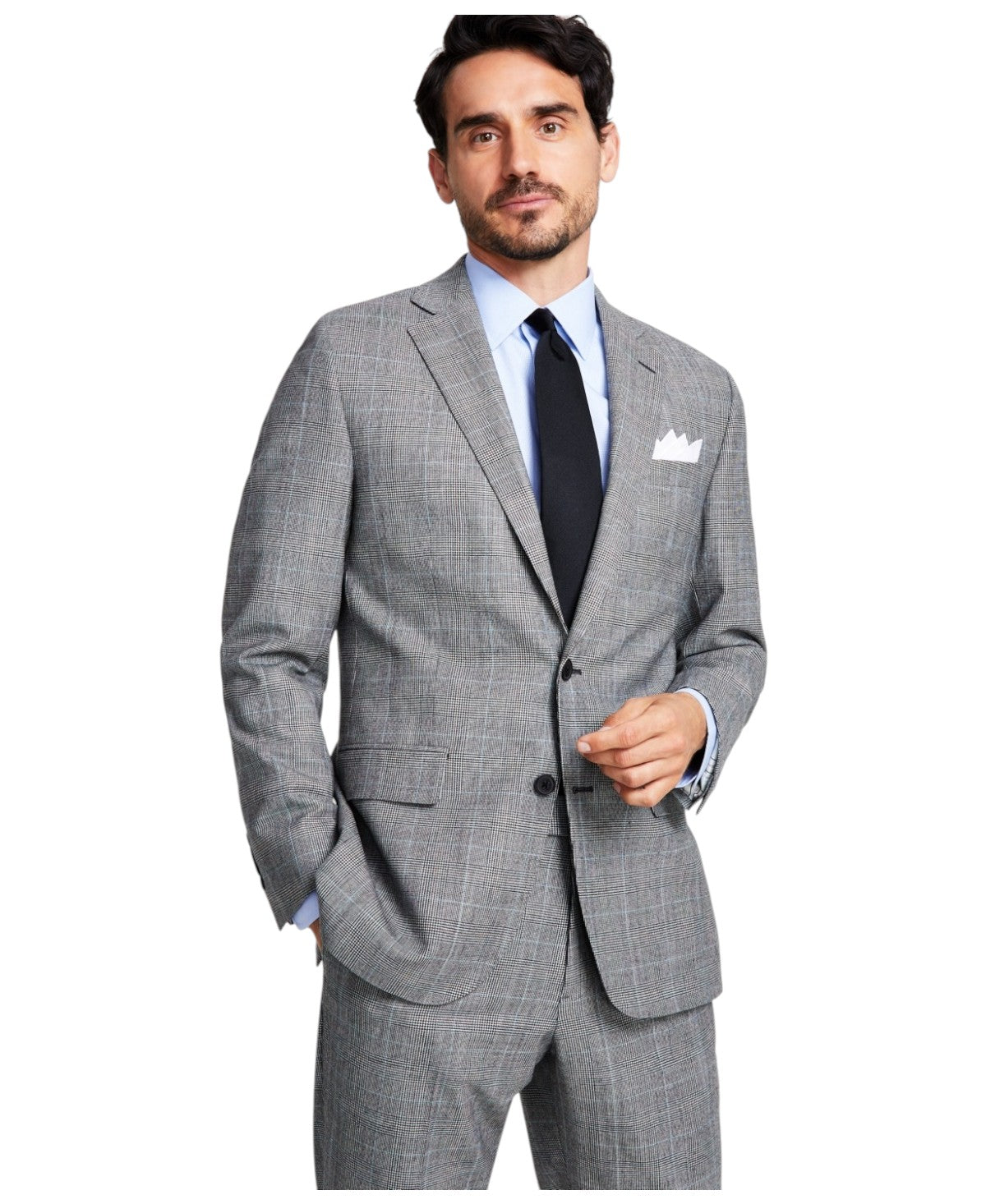Brooks Brothers Mens Classic fit Suit Jacket Blazer 46 S Grey Plaid Stretch
