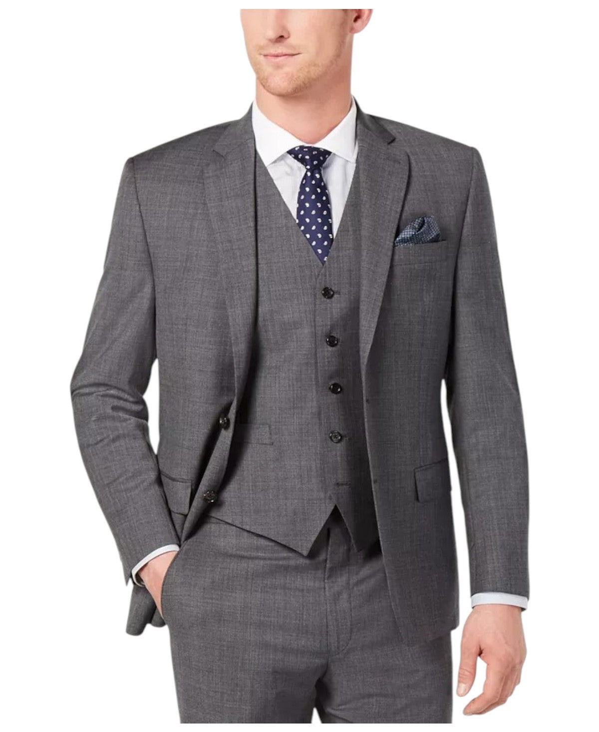 Lauren Ralph Lauren Mens Classic fit Suit Jacket Blazer 38 R Grey Wool Stretch