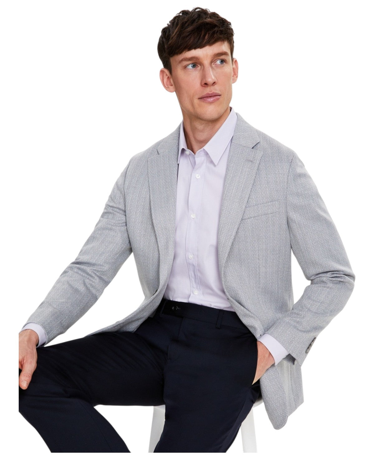 Tommy Hilfiger Mens Modern fit Sport Coat Blazer 36 S Light Grey Herringbone