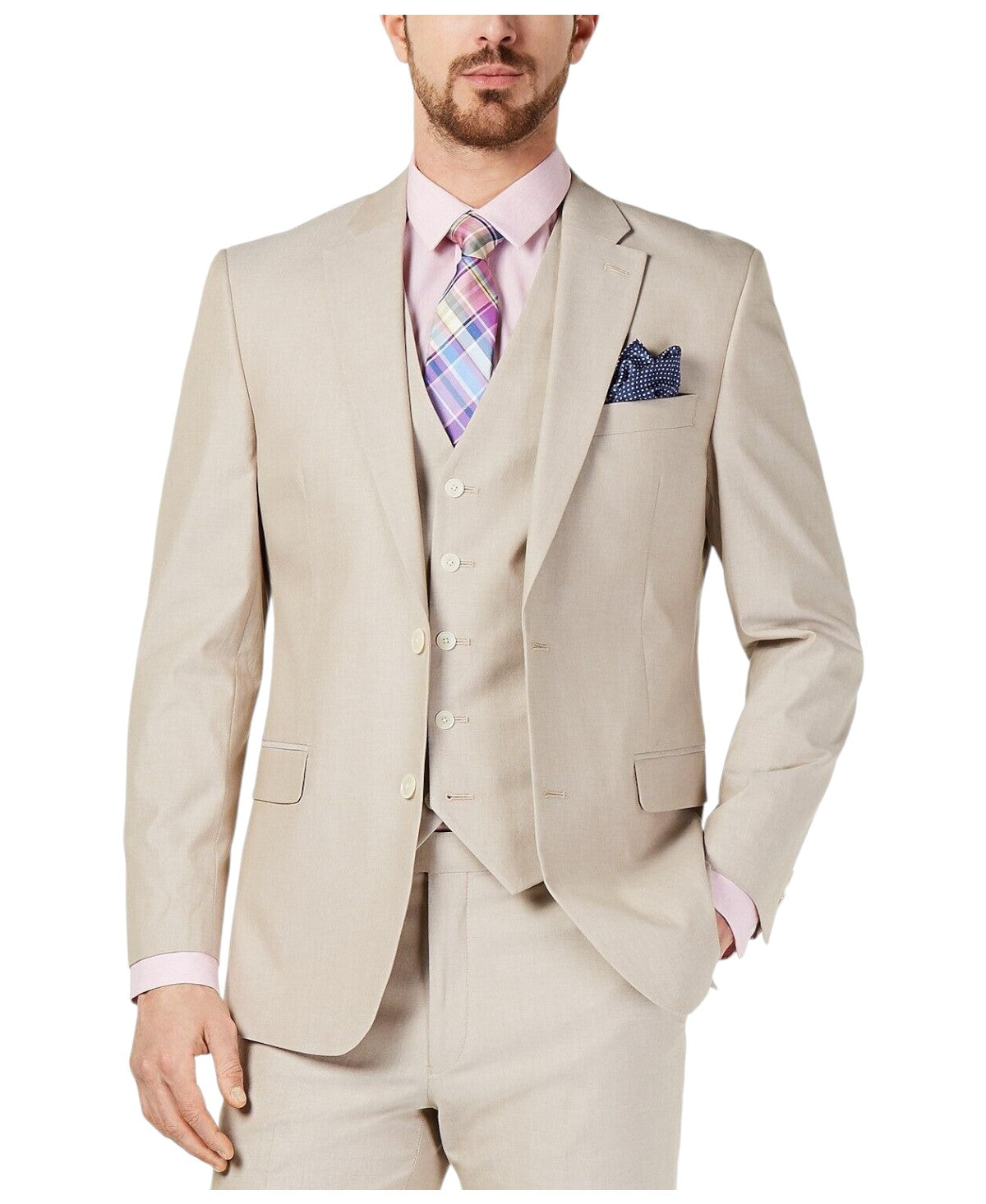 Tommy Hilfiger Mens Modern fit Suit Jacket Blazer 38 L Beige Solid Stretch