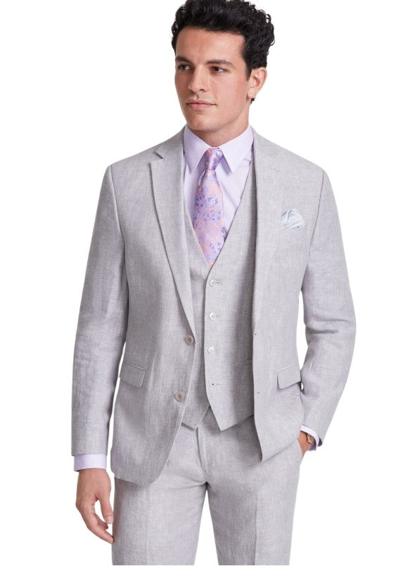 Bar Iii Mens Slim fit Suit Jacket Blazer 44 L Light Grey Linen