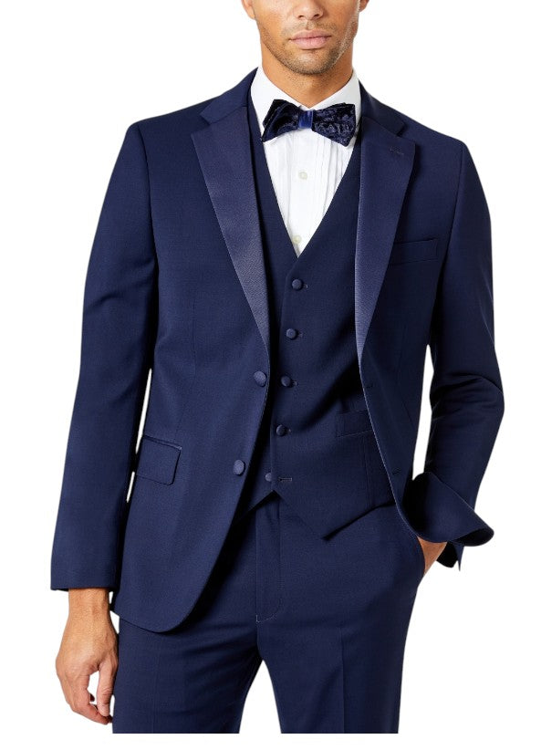 Tommy Hilfiger Mens Modern fit Tuxedo Jacket Blazer 56 R Navy Blue Solid Stretch
