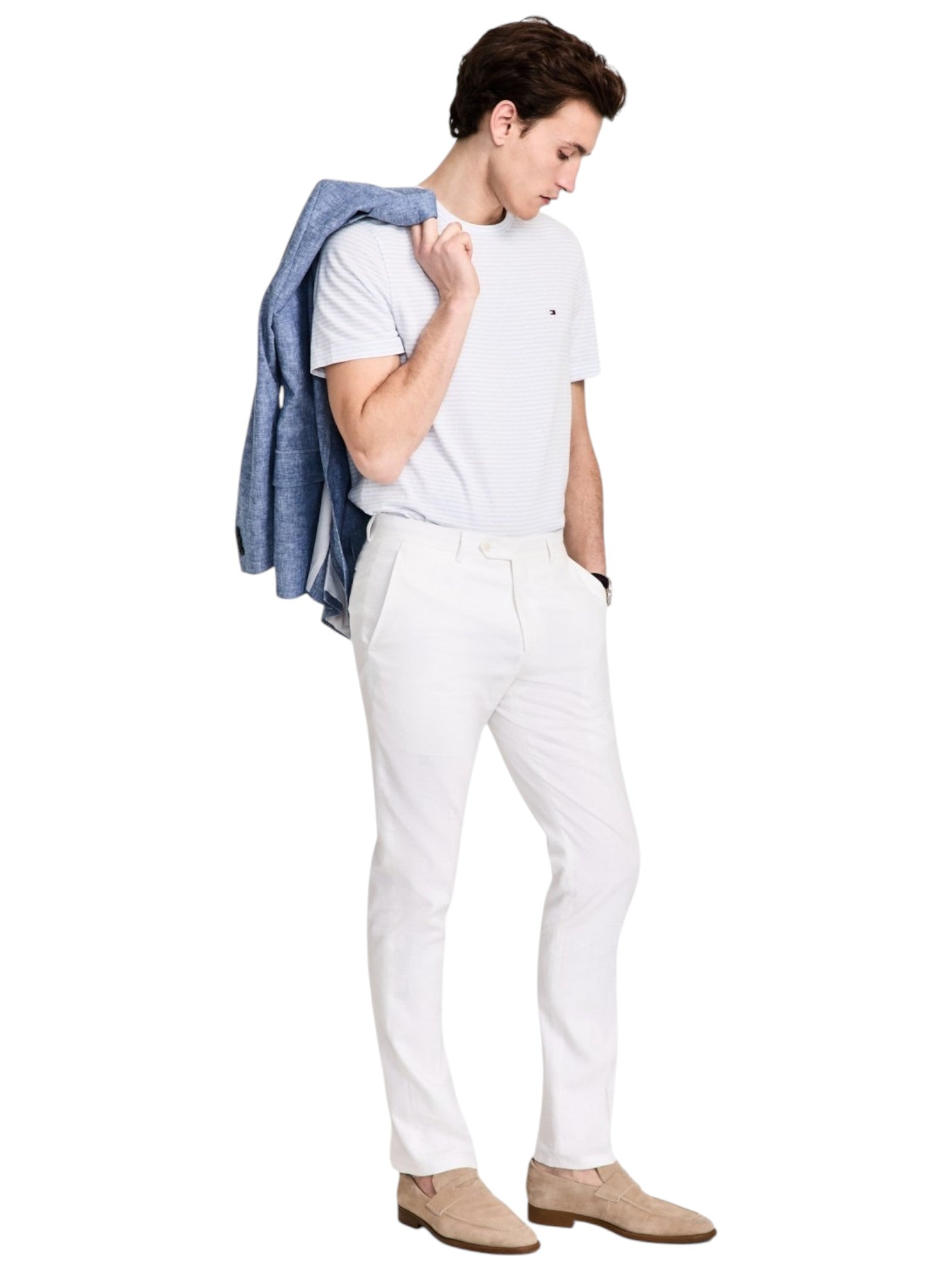 Tommy Hilfiger Mens Modern fit Linen Cotton Dress Pants 40 / 32 White Solid