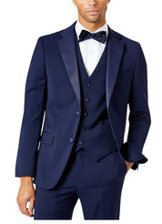 Tommy Hilfiger Mens Modern fit Tuxedo Jacket Blazer 40 L Navy Blue Solid Stretch