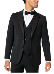 Tommy Hilfiger Mens Modern fit Tuxedo Jacket Blazer 46 R Black Solid Stretch