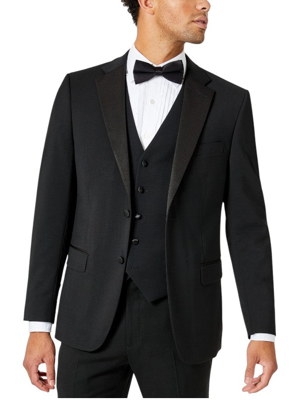 Tommy Hilfiger Mens Modern fit Tuxedo Jacket Blazer 46 R Black Solid Stretch