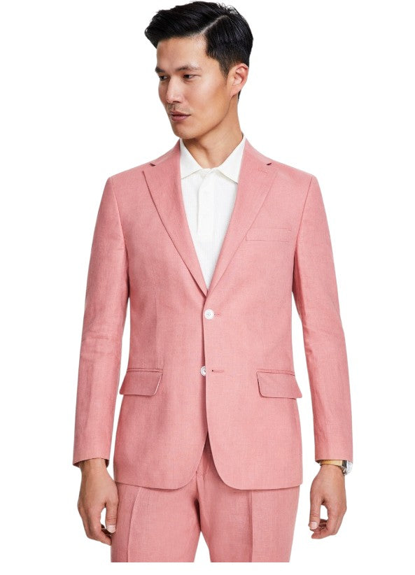 Tommy Hilfiger Mens Modern fit Sport Coat Blazer 42 L Light Red Solid Linen