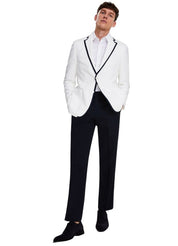 Tommy Hilfiger Mens Modern fit Sport Coat Blazer 42 R White Black Tipped