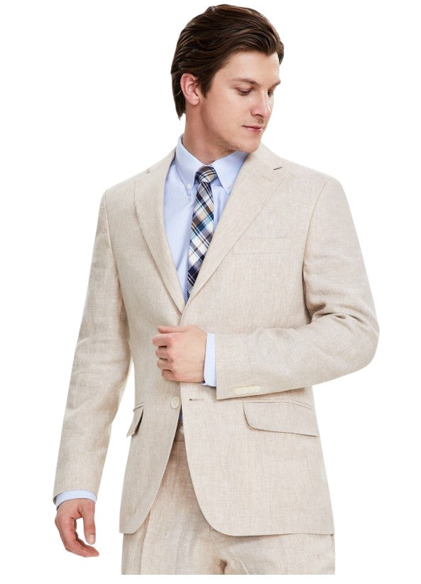 Tommy Hilfiger Mens Modern fit Sport Coat Blazer 38 S Beige Solid Linen