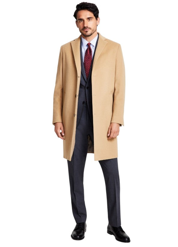 Brooks Brothers Mens Classic fit Overcoat Coat 44 R Camel Beige Solid