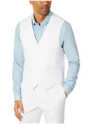 Tommy Hilfiger Mens Modern fit Button-Up Suit Vest Medium White Solid Stretch