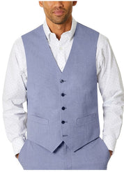 Tommy Hilfiger Mens Modern fit Button-Up Vest Medium Blue Solid Stretch