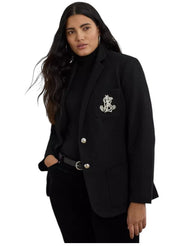 Lauren Ralph Lauren Womens Slim fit Sport Coat Blazer 1X  Black Solid