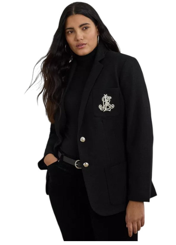 Lauren Ralph Lauren Womens Slim fit Sport Coat Blazer 1X  Black Solid
