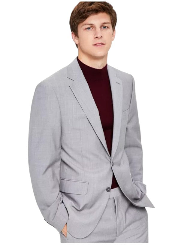 Calvin Klein Mens Slim fit Suit Jacket Blazer 52 L Light Grey Stretch Wool
