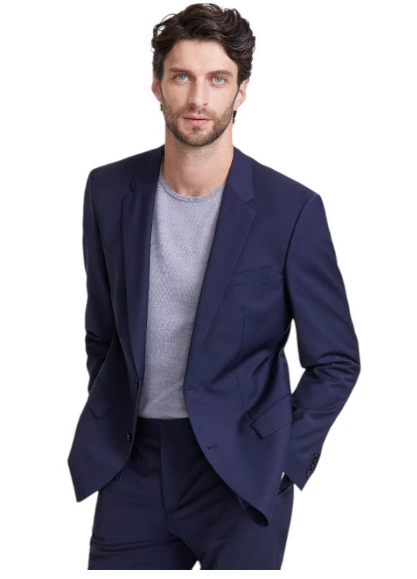 Hugo Boss Mens Slim fit Suit Jacket Blazer 44 L Navy Blue Solid Stretch