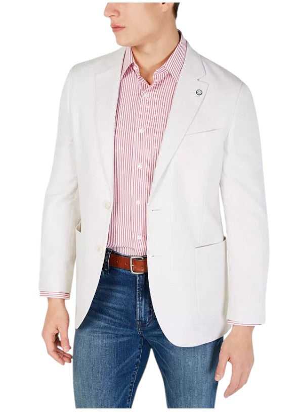 Nautica Mens Modern fit Sport Coat Blazer 38 S White Solid Stretch