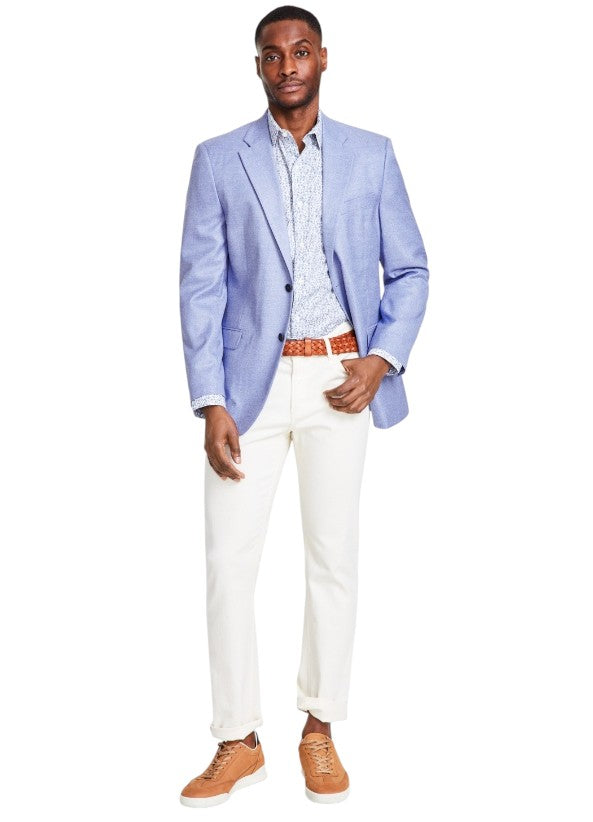 Nautica Mens Modern fit Sport Coat Blazer 38 R Blue Solid Stretch