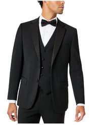 Tommy Hilfiger Mens Modern fit Tuxedo Jacket Blazer 38 R Black Solid Stretch