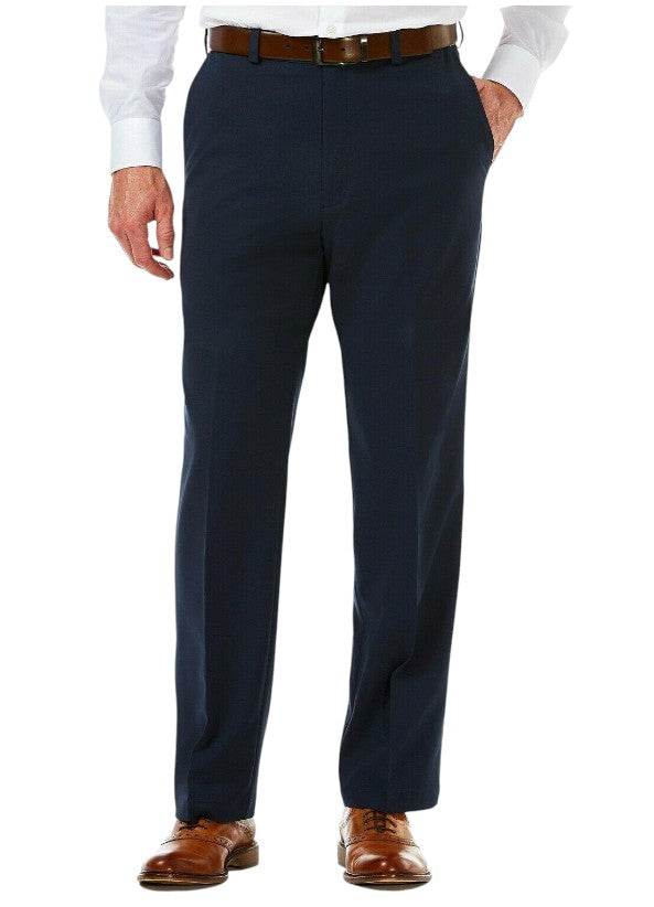 Haggar Mens Classic fit Dress Pants 32 / 32 Navy Blue Solid
