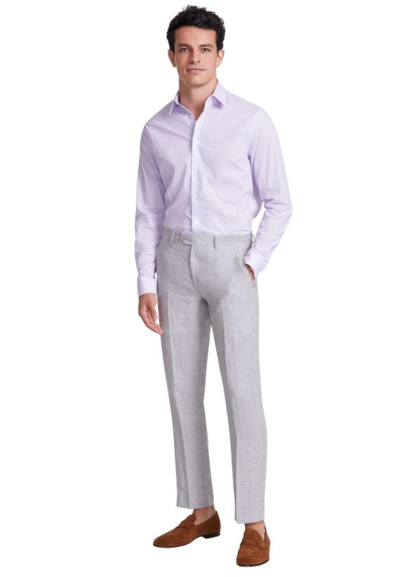 Bar Iii Mens Slim fit Dress Pants 36 / 34 Light Grey Solid Stretch Linen