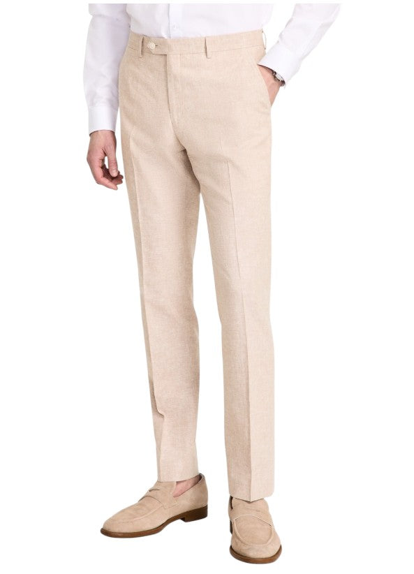 Tommy Hilfiger Mens Modern fit Dress Pants 33 / 30 Beige Solid Stretch Linen