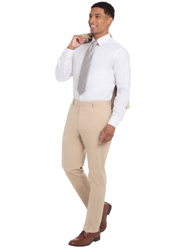 Tommy Hilfiger Mens Modern fit Dress Pants 36 / 34 Beige Solid Stretch