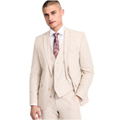 Bar Iii Mens Slim fit Suit Jacket Blazer 36 S Beige Solid Linen