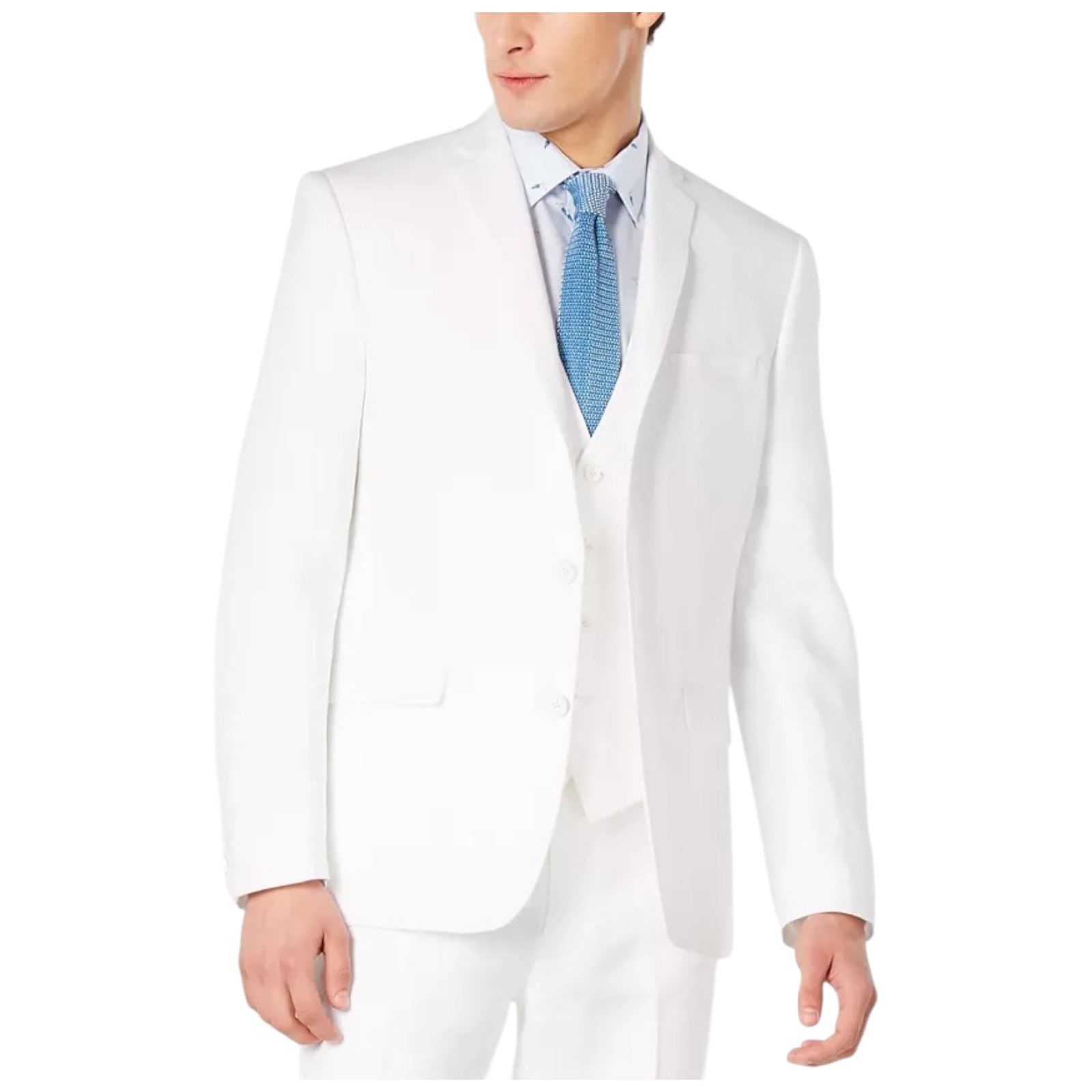 Bar Iii Mens Slim fit Suit Jacket Blazer 40 S White Solid Linen