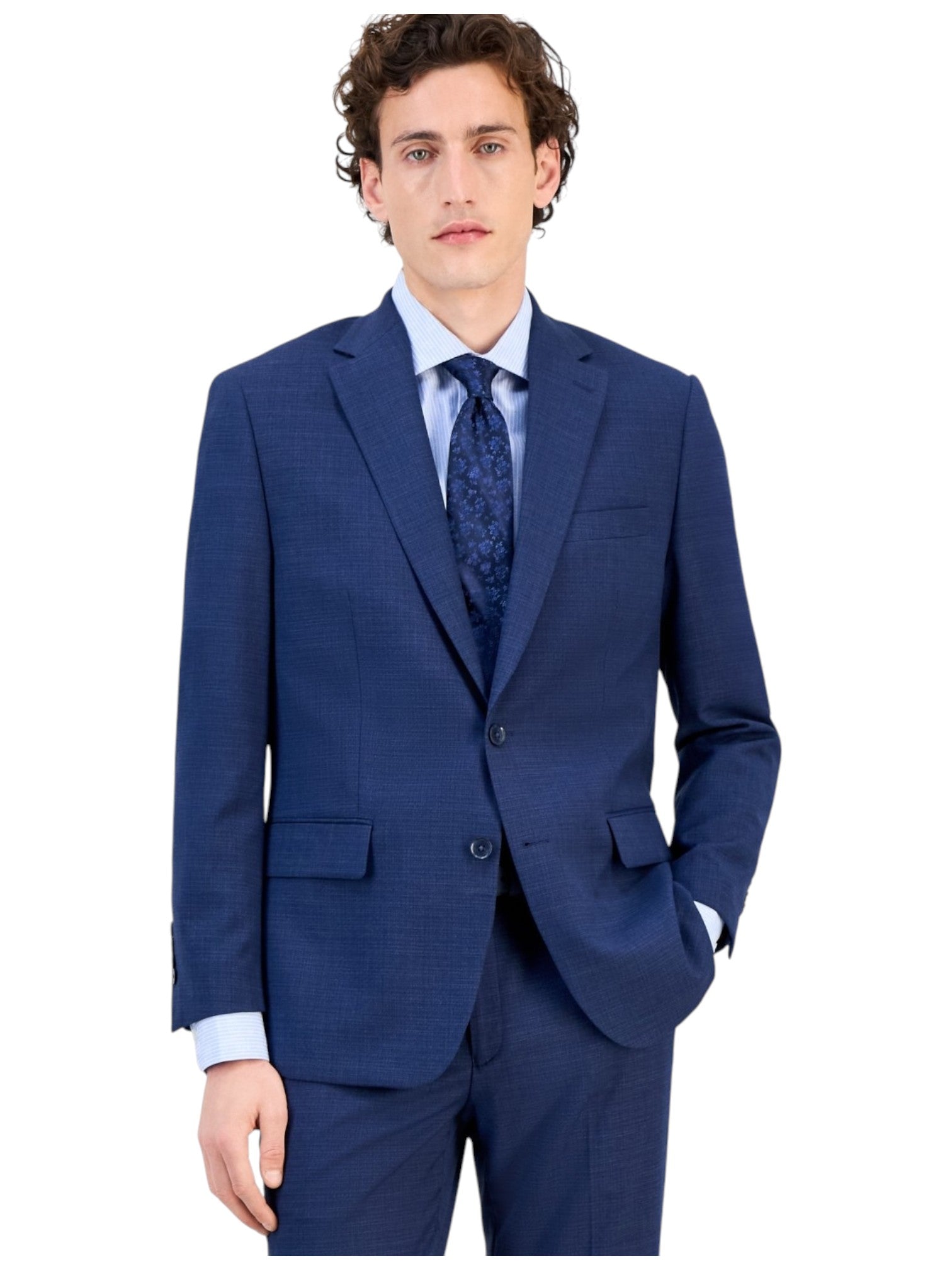 Tallia Mens Classic fit Suit Jacket Blazer 42 S Navy Blue Solid