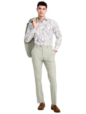 Bar Iii Mens Slim fit Dress Pants 34 / 30 Sage Green Solid Wool