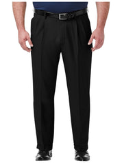 Haggar Mens Classic fit Dress Pants 44 / 32 Black Solid Stretch